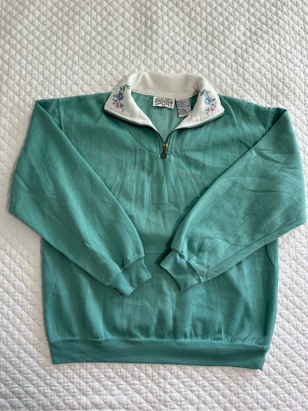 vintage Jaclyn Smith Sport green quarter-zip pullover